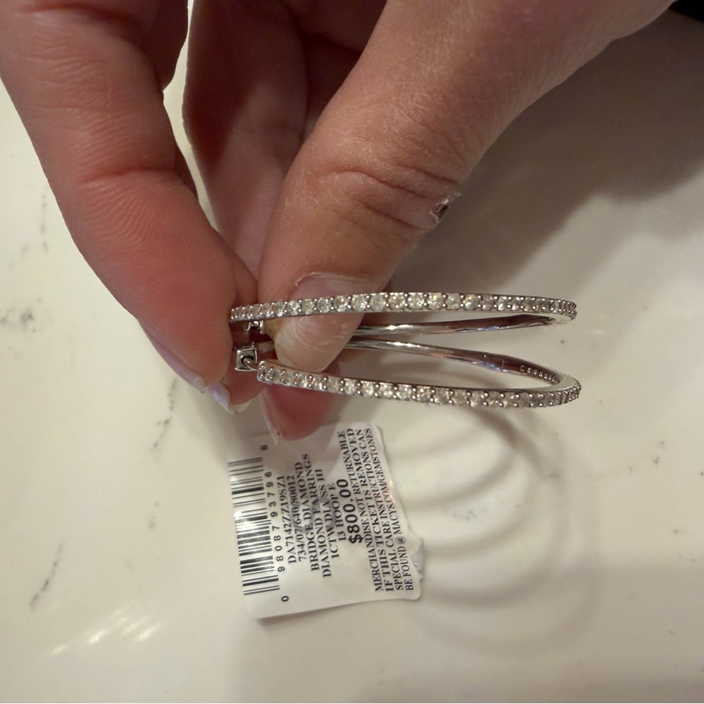 Diamond Silver Hoop Earrings